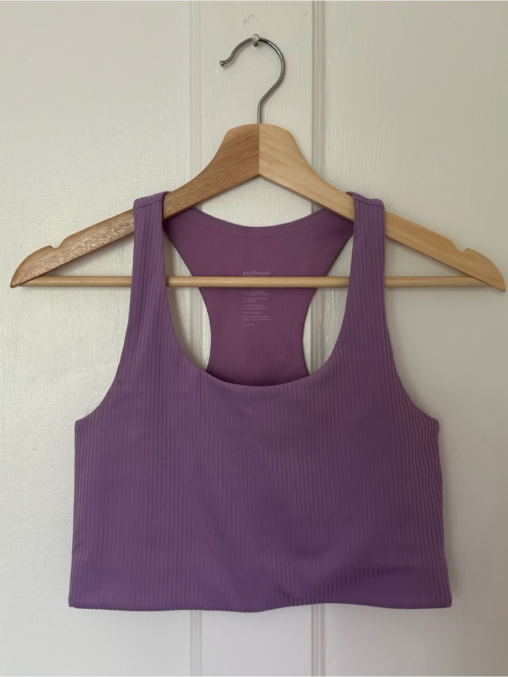 Girlfriend Collective Paloma Racerback Bra in lilac purple